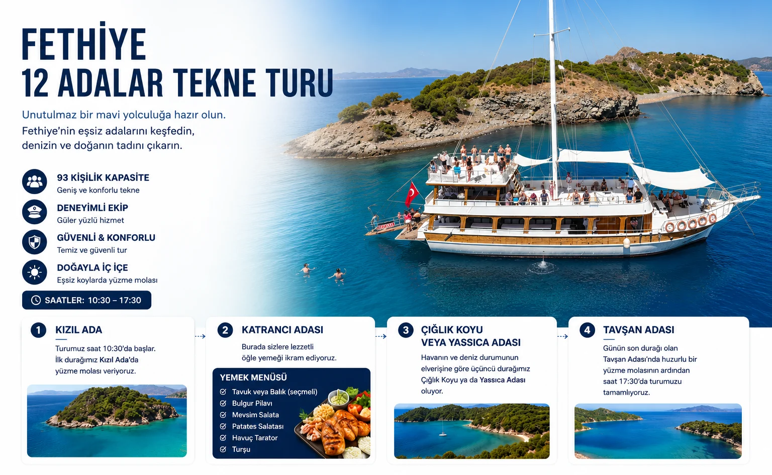 Fethiye 12 Adalar Tekne Turu (93 Kapasiteli)